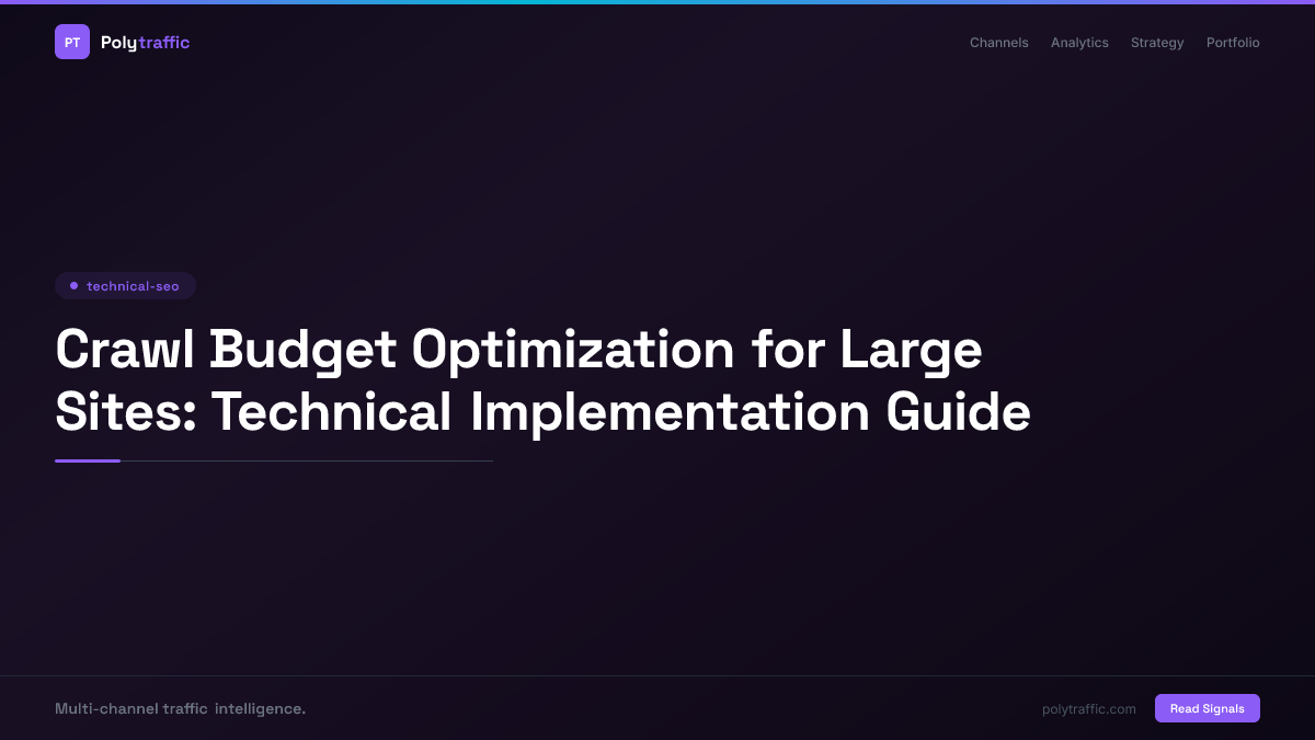 Crawl Budget Optimization for Large Sites: Technical Implementation Guide