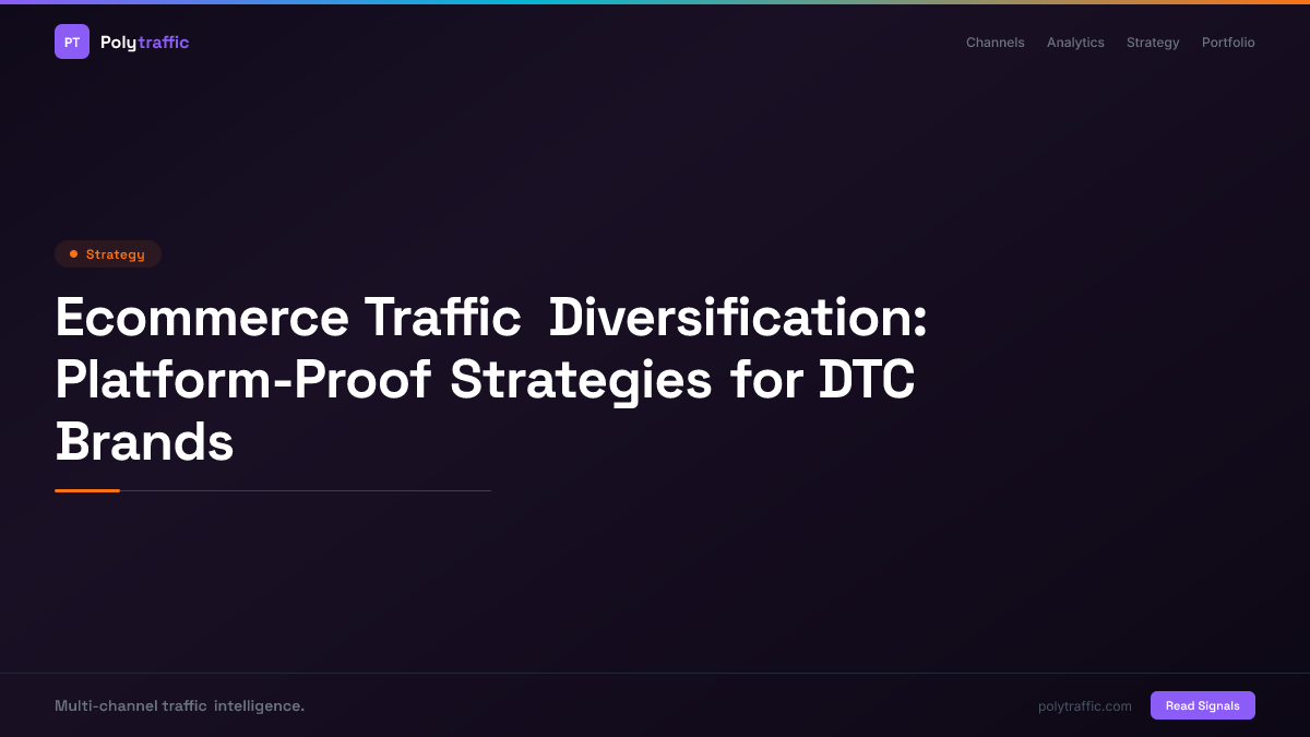 Ecommerce Traffic Diversification: Platform-Proof Strategies for DTC Brands