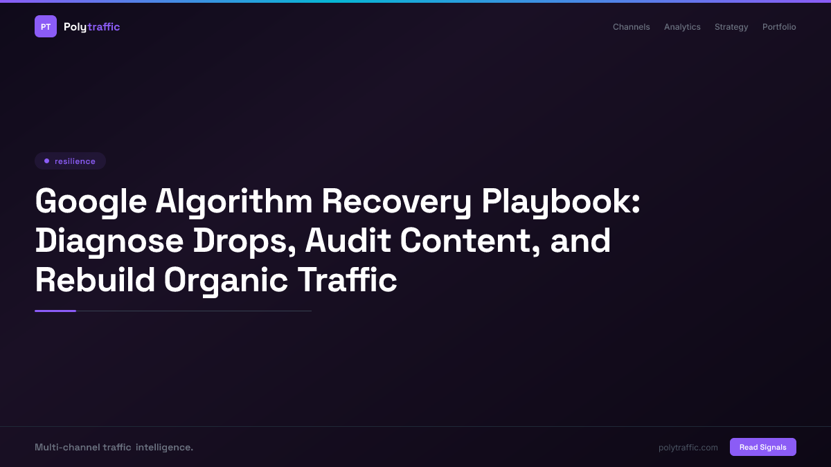 Google Algorithm Recovery Playbook: Diagnose Drops, Audit Content, and Rebuild Organic Traffic