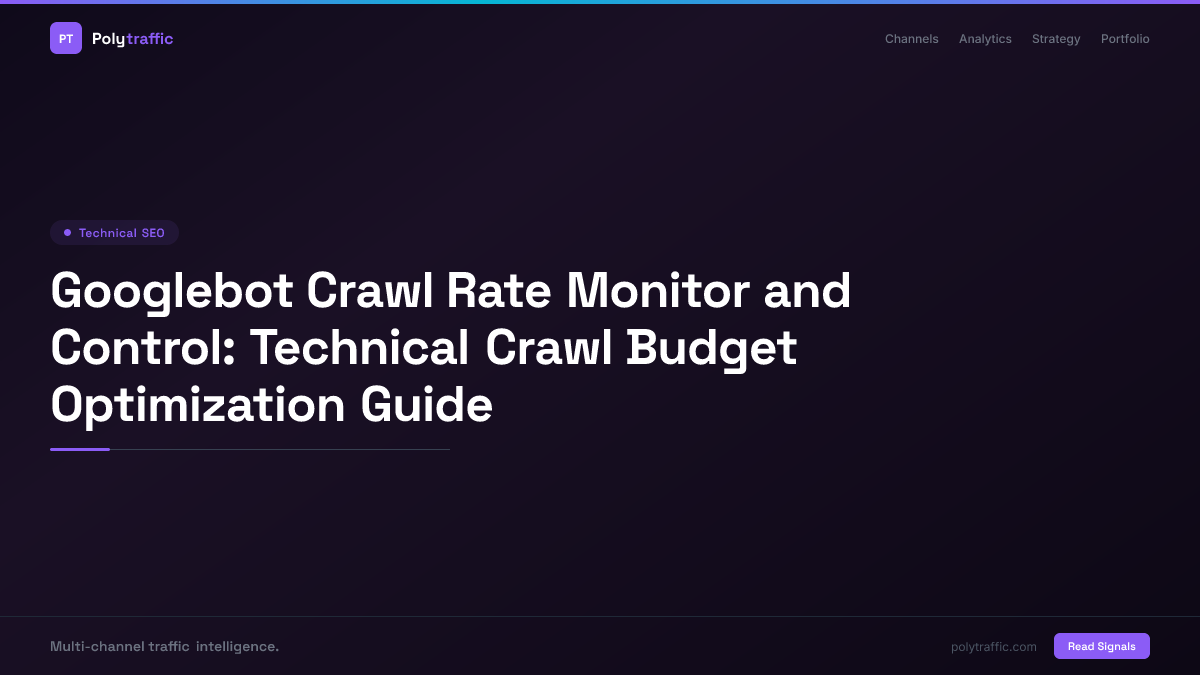 Googlebot Crawl Rate Monitor and Control: Technical Crawl Budget Optimization Guide