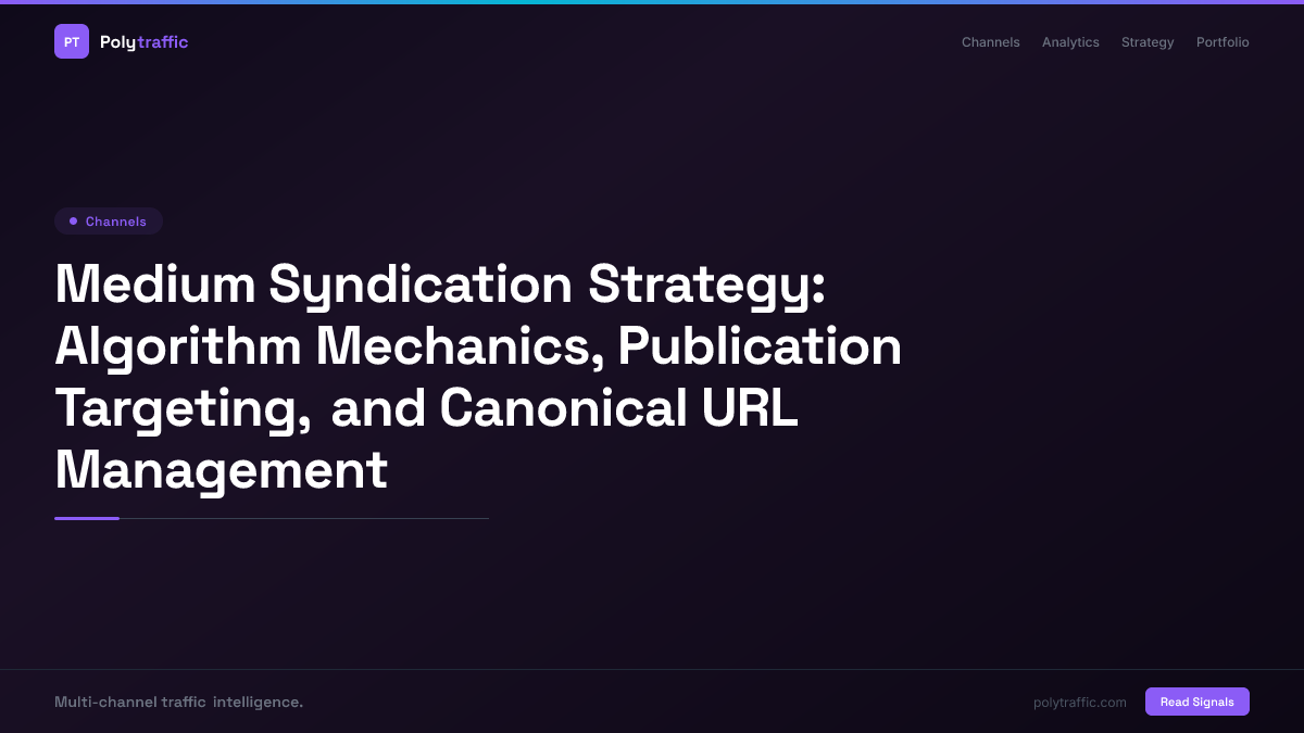 Medium Syndication Strategy: Algorithm Mechanics, Publication Targeting, and Canonical URL Management