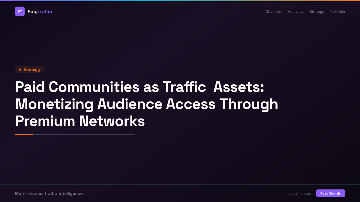 Paid Communities as Traffic Assets: Monetizing Audience Access Through Premium Networks