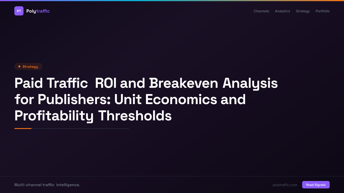 Paid Traffic ROI and Breakeven Analysis for Publishers: Unit Economics and Profitability Thresholds