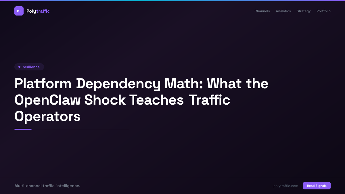 Platform Dependency Math: What the OpenClaw Shock Teaches Traffic Operators