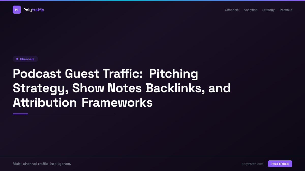 Podcast Guest Traffic: Pitching Strategy, Show Notes Backlinks, and Attribution Frameworks
