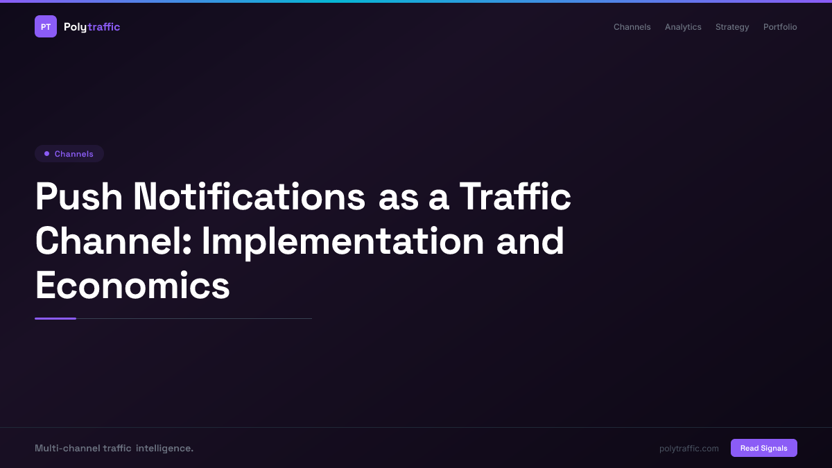 Push Notifications as a Traffic Channel: Implementation and Economics