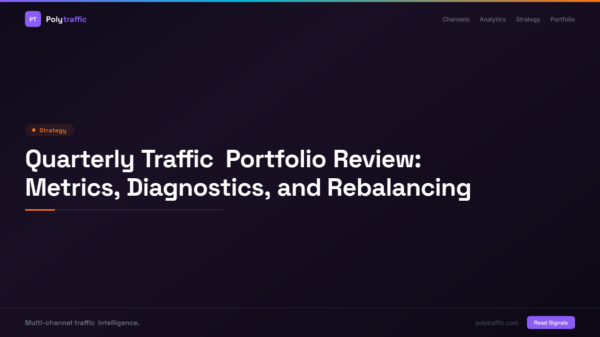 Quarterly Traffic Portfolio Review: Metrics, Diagnostics, and Rebalancing