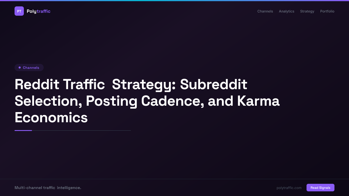 Reddit Traffic Strategy: Subreddit Selection, Posting Cadence, and Karma Economics