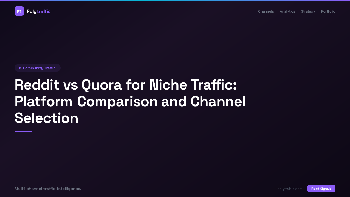 Reddit vs Quora for Niche Traffic: Platform Comparison and Channel Selection