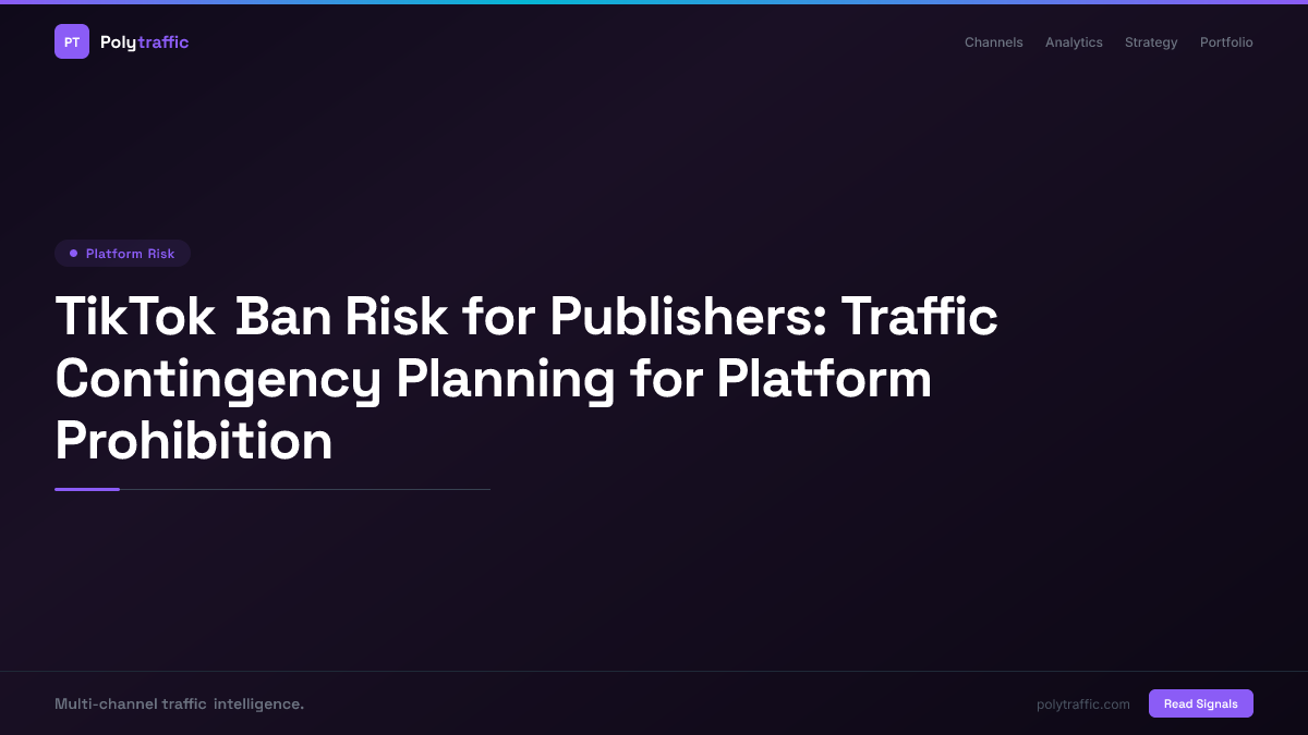 TikTok Ban Risk for Publishers: Traffic Contingency Planning for Platform Prohibition