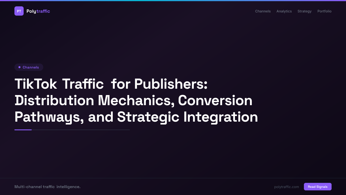 TikTok Traffic for Publishers: Distribution Mechanics, Conversion Pathways, and Strategic Integration
