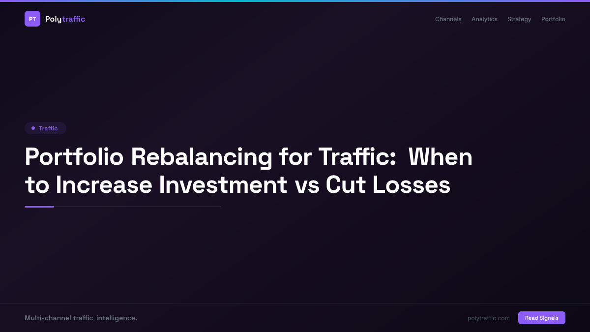 Portfolio Rebalancing for Traffic: When to Increase Investment vs Cut Losses