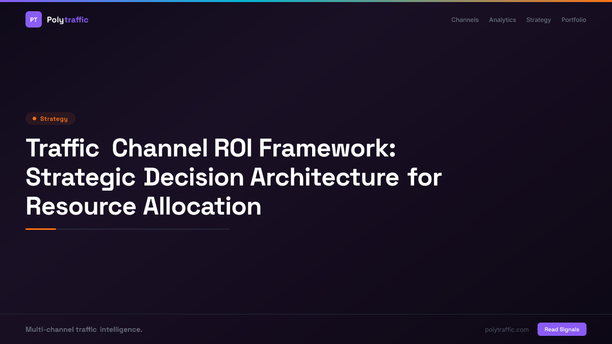 Traffic Channel ROI Framework: Strategic Decision Architecture for Resource Allocation