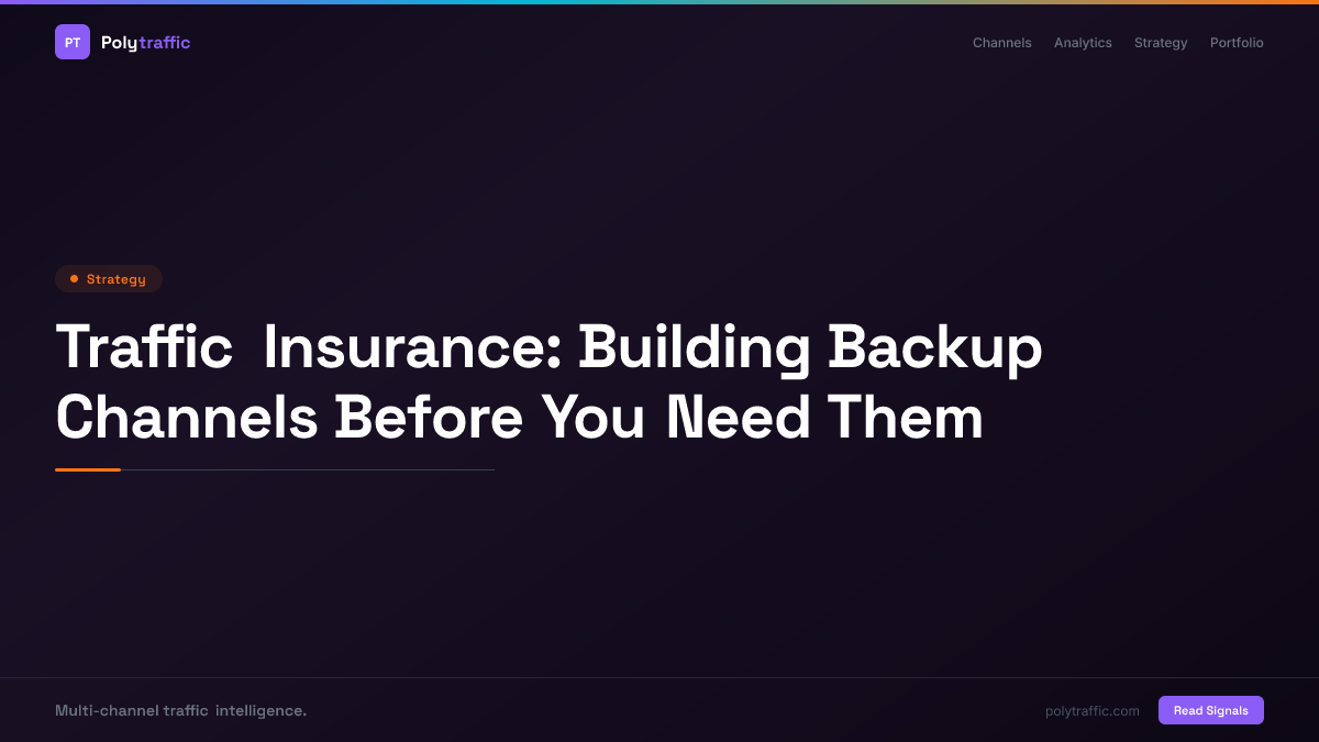 Traffic Insurance: Building Backup Channels Before You Need Them